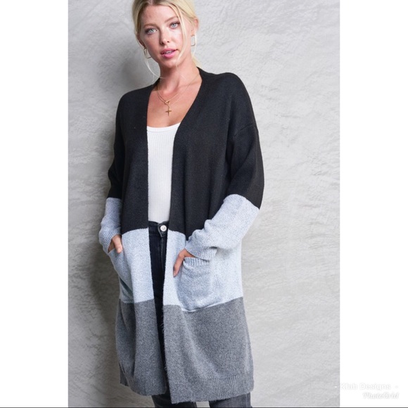 ❤️NEW Perfect Longline Color Block Pocket Cardigan - Picture 7 of 7